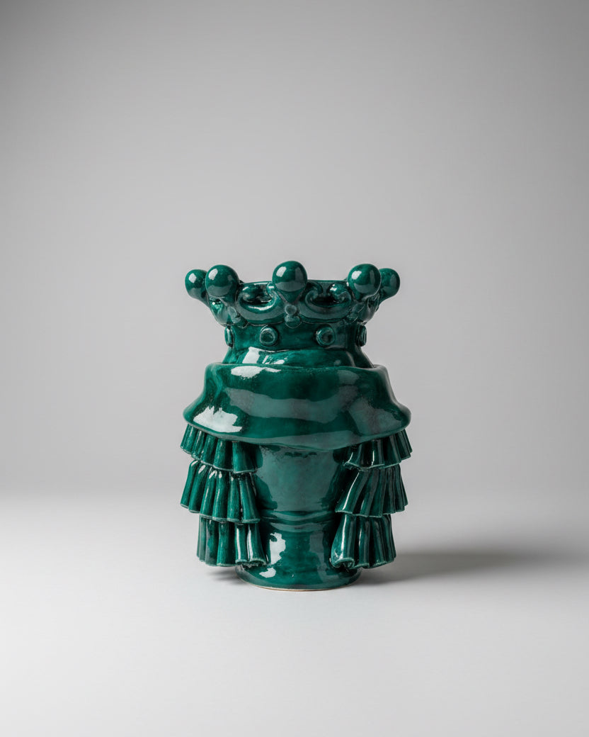 Vase Sicilien tête de Maure Donna Pannegio- Verde