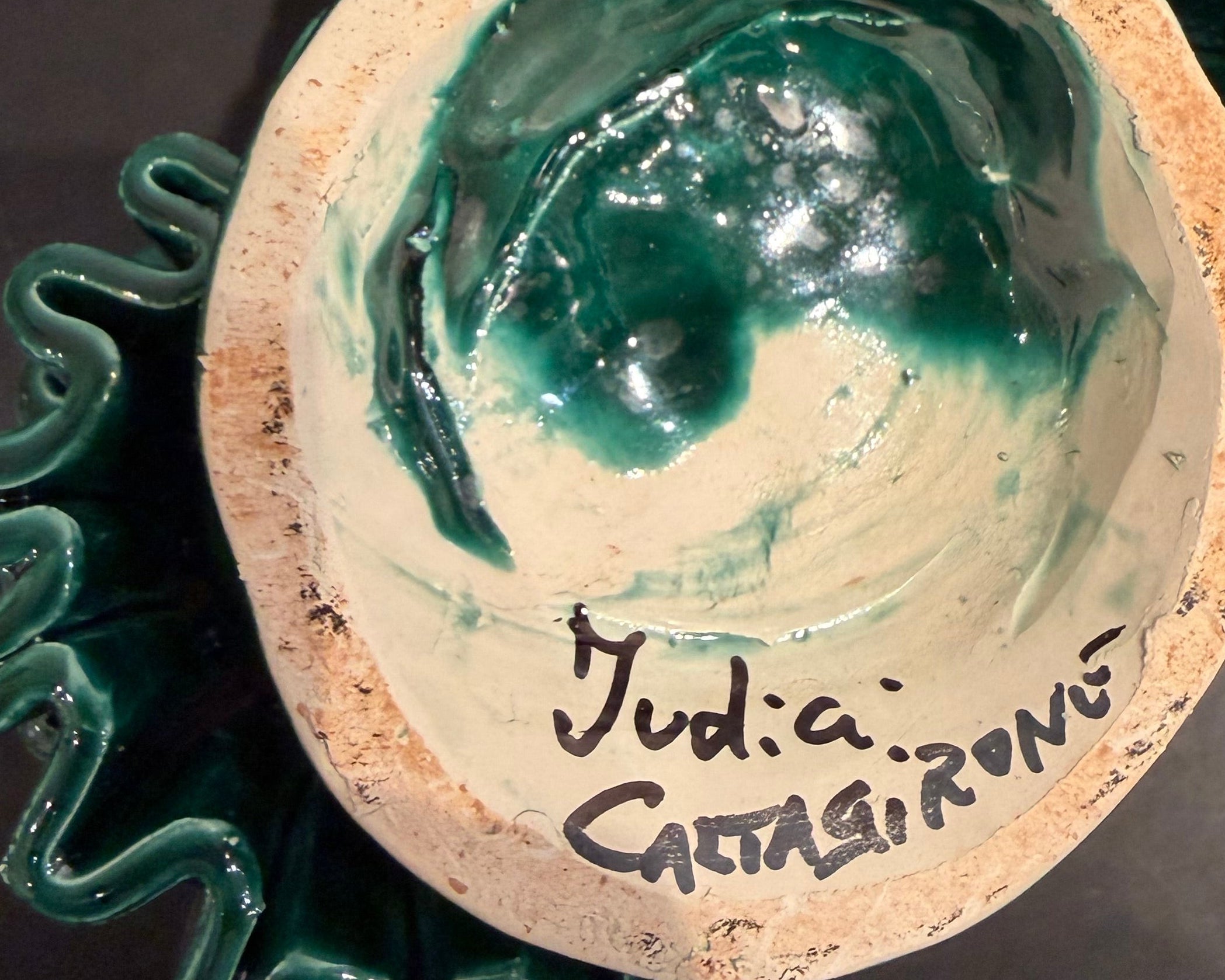 Vase Sicilien tête de Maure Donna Pannegio- Verde