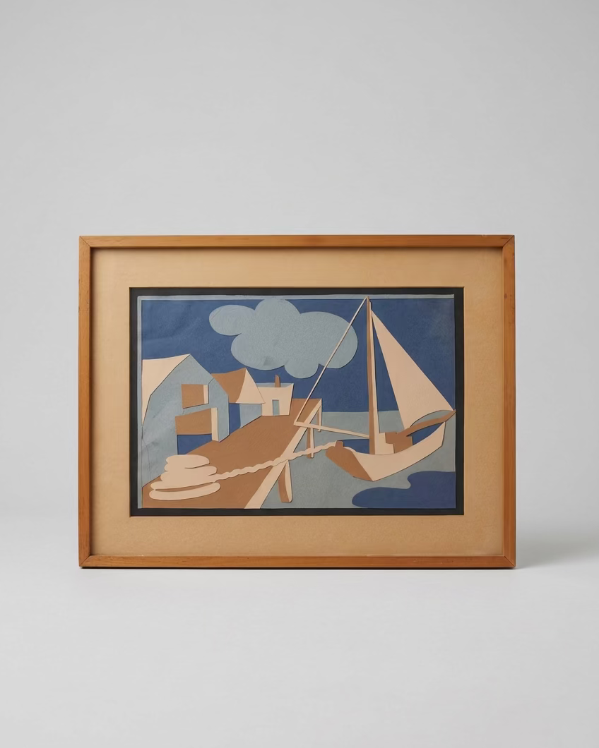 Vintage Artwork Découpage USA MA - cira 60