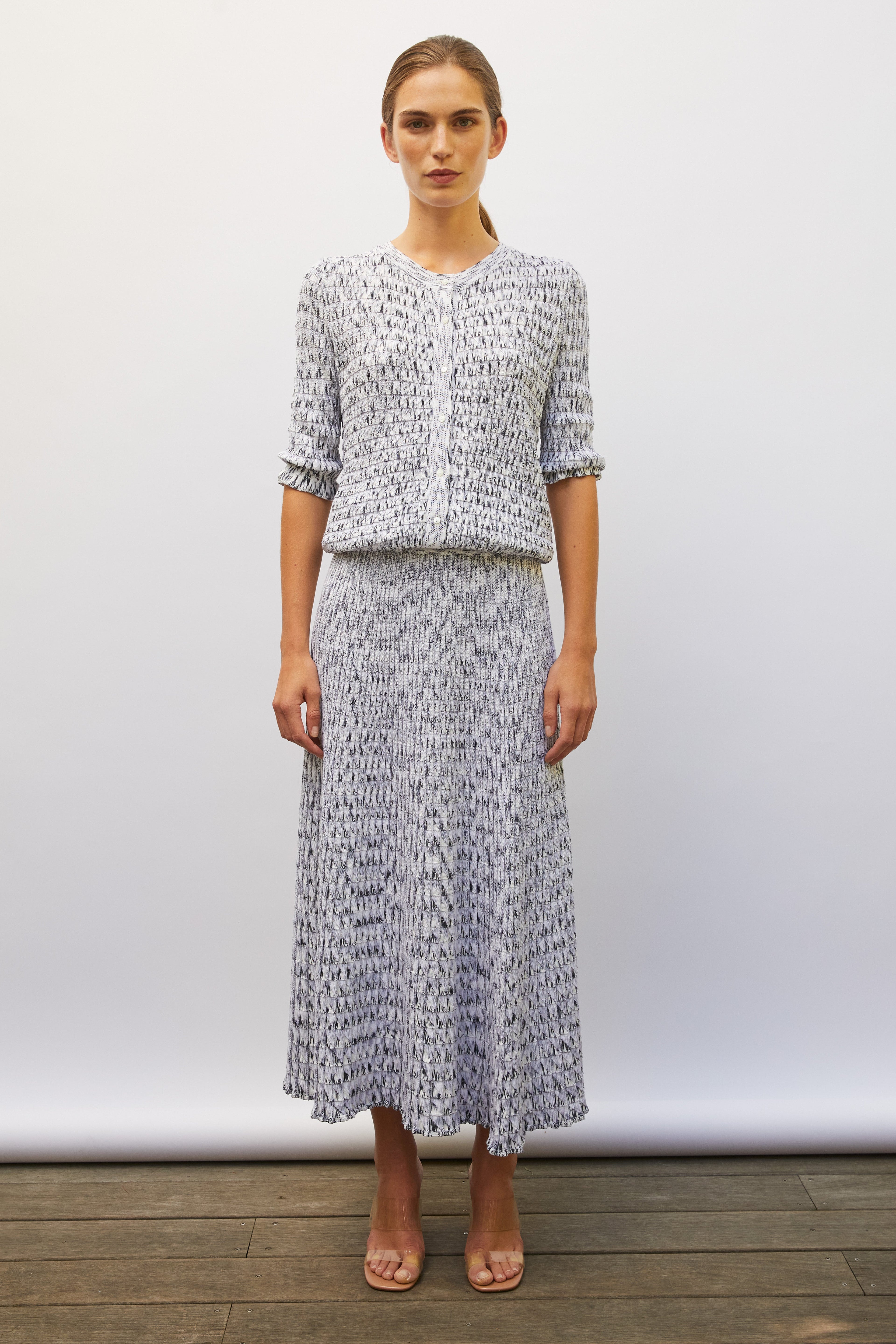 Jupe cocktail molli chiné noir et blanc 