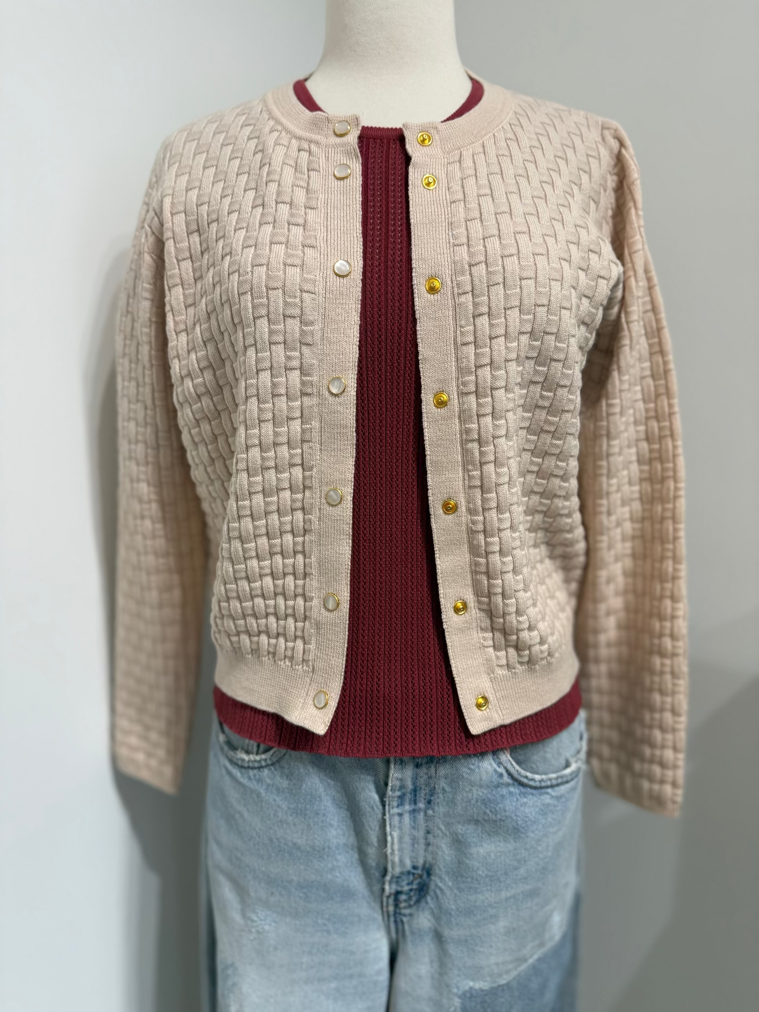 Molli cardigan cannage dune et top ellie