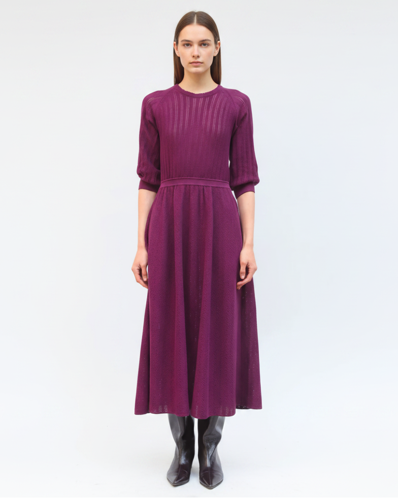 Robe maille pointelle mûre Clotilde molli