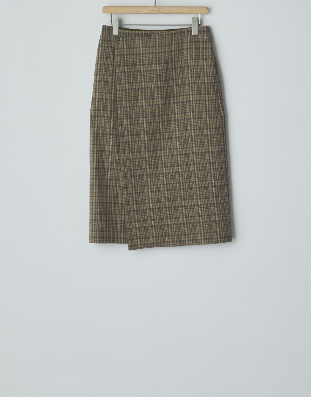 SILK LINEN NEP CHECK WRAP SKIRT AURALEE