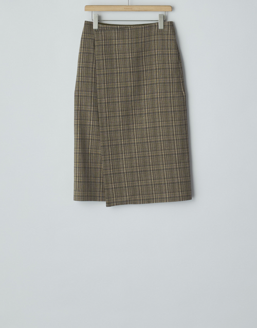 SILK LINEN NEP CHECK WRAP SKIRT AURALEE