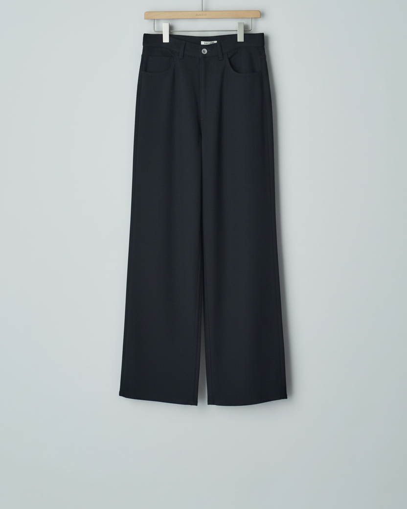 SILK NEP DENIM 5P WIDE PANTS Black Auralee