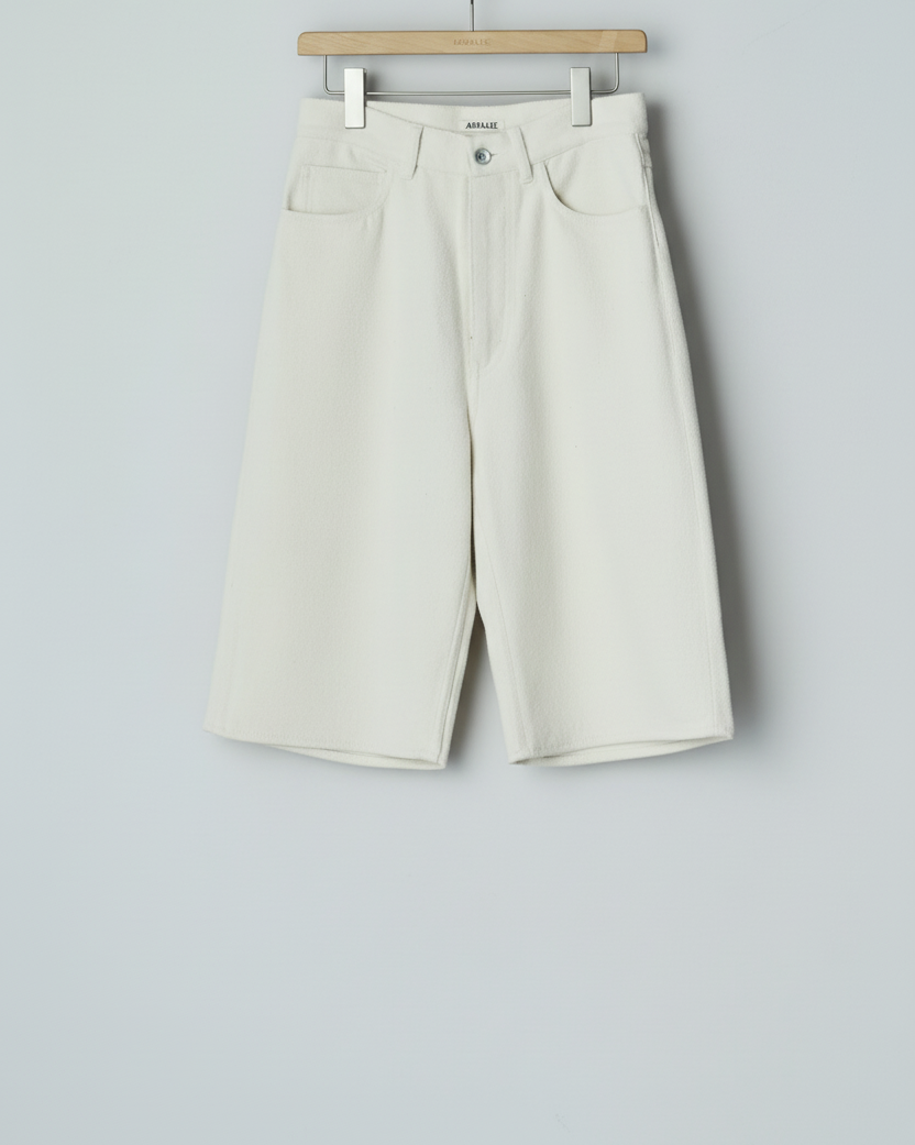 SILK NEP DENIM 5P WIDE SHORTS Auralee
