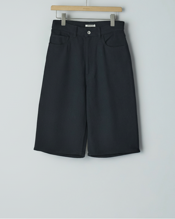 SILK NEP DENIM 5P WIDE SHORTS black Auralee