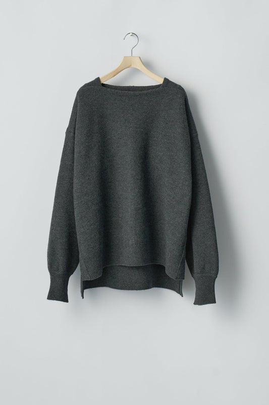 EXTRA FINE WOOL KNIT BOAT NECK LS