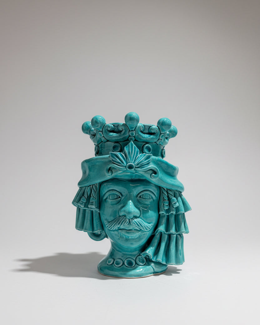 Vase Sicilien tête de Maure Uomo Pannegio- Verde chiaro